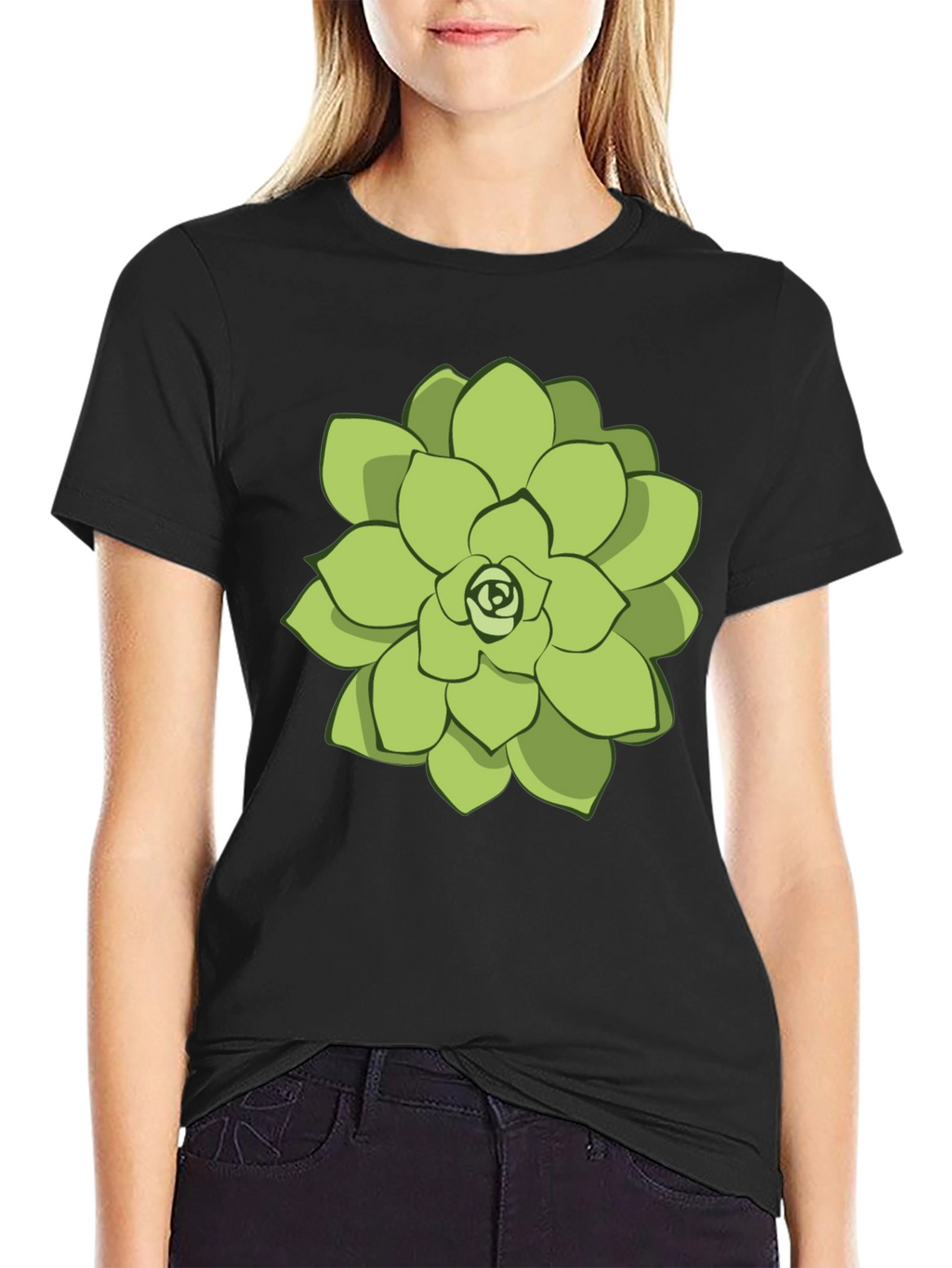 Succulent Graphic Tee - Black Cotton Casual Shirt
