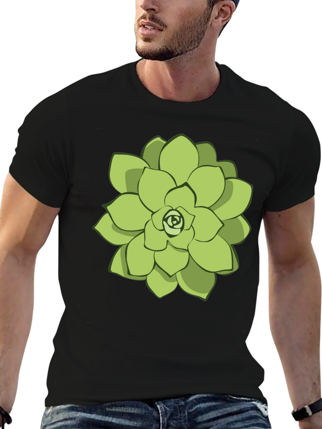 Succulent Graphic Tee - Black Cotton Casual Shirt
