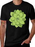 Succulent Graphic Tee - Black Cotton Casual Shirt