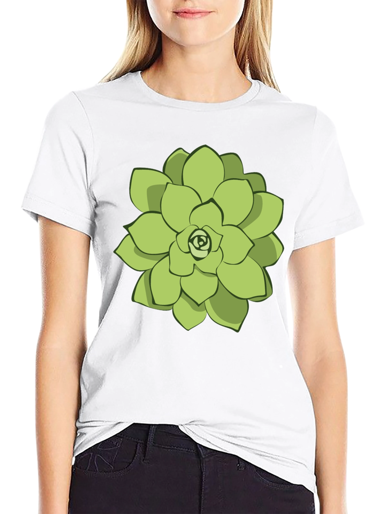 Succulent Graphic Tee - Black Cotton Casual Shirt