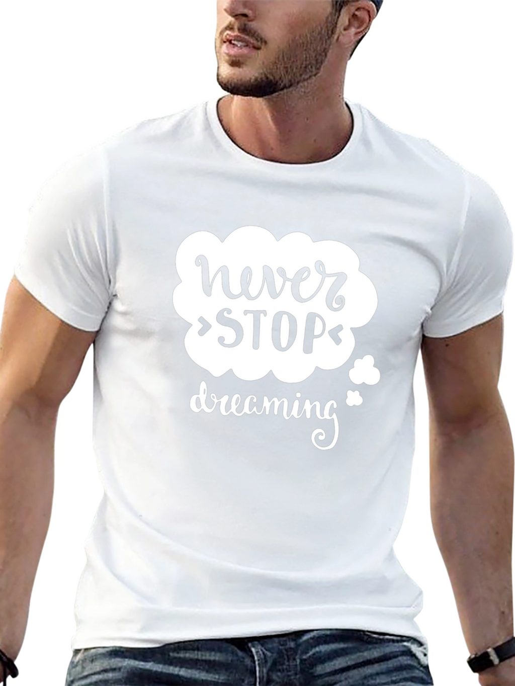 Never Stop Dreaming Graphic Tee - Black Cotton Blend
