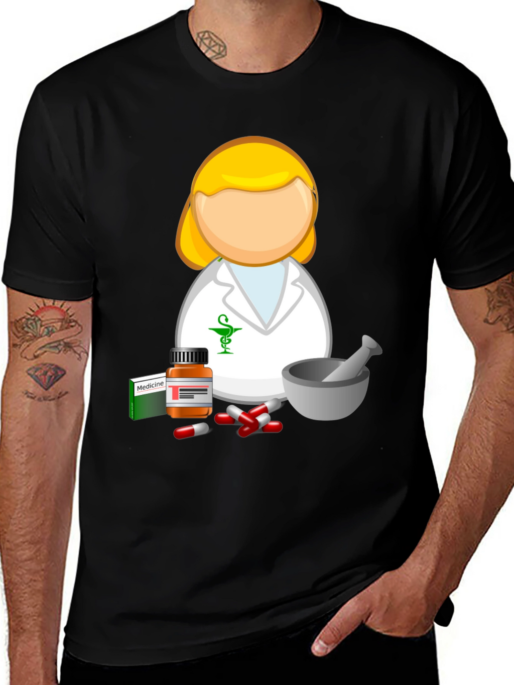 Pharmacist Cartoon T-Shirt - Medical Professional Style