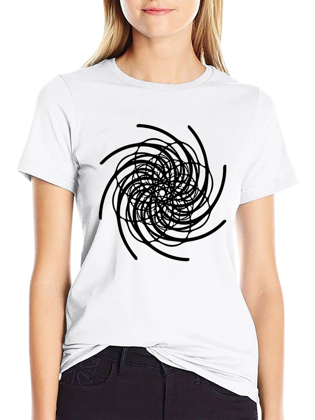 Abstract Swirl Graphic Black T-Shirt