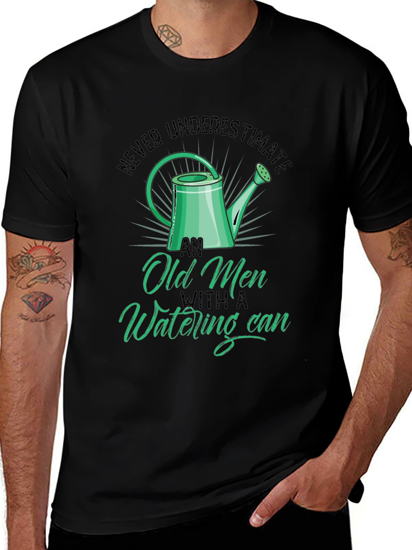 Old Men Watering Can T-Shirt - Funny Gardening Tee