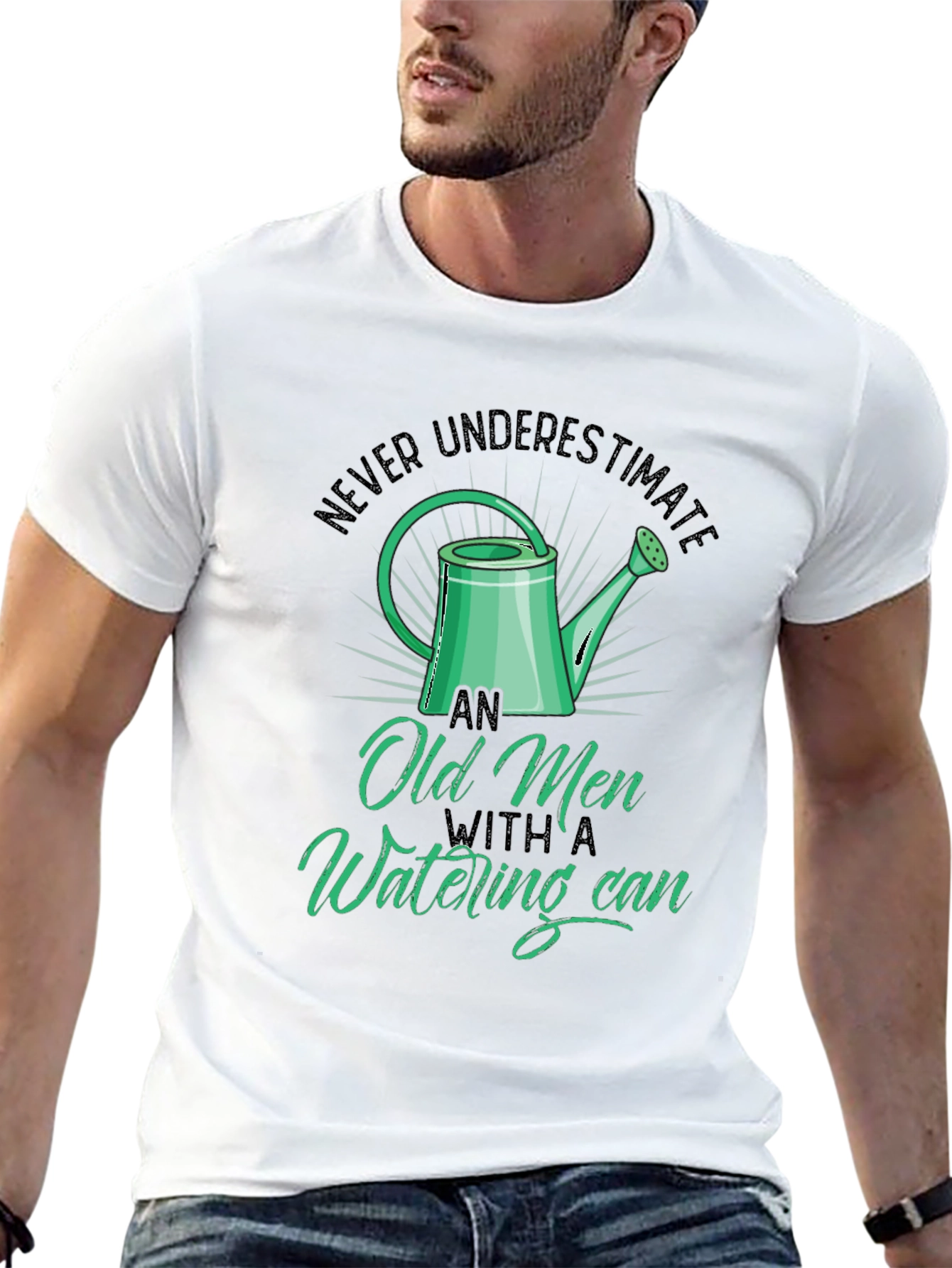 Old Men Watering Can T-Shirt - Funny Gardening Tee