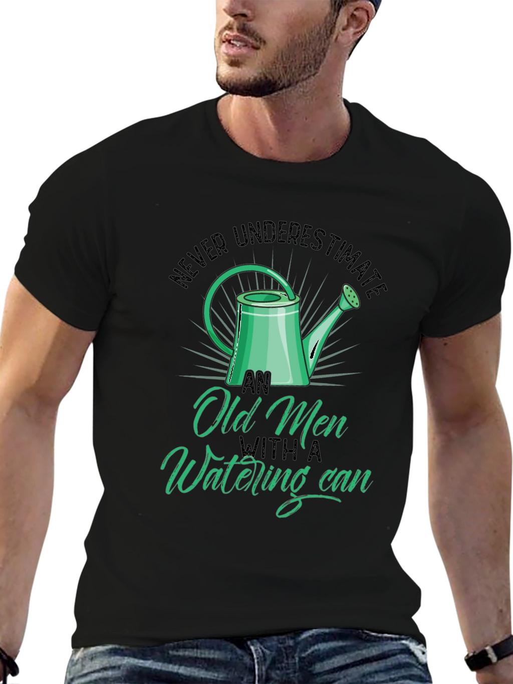 Old Men Watering Can T-Shirt - Funny Gardening Tee