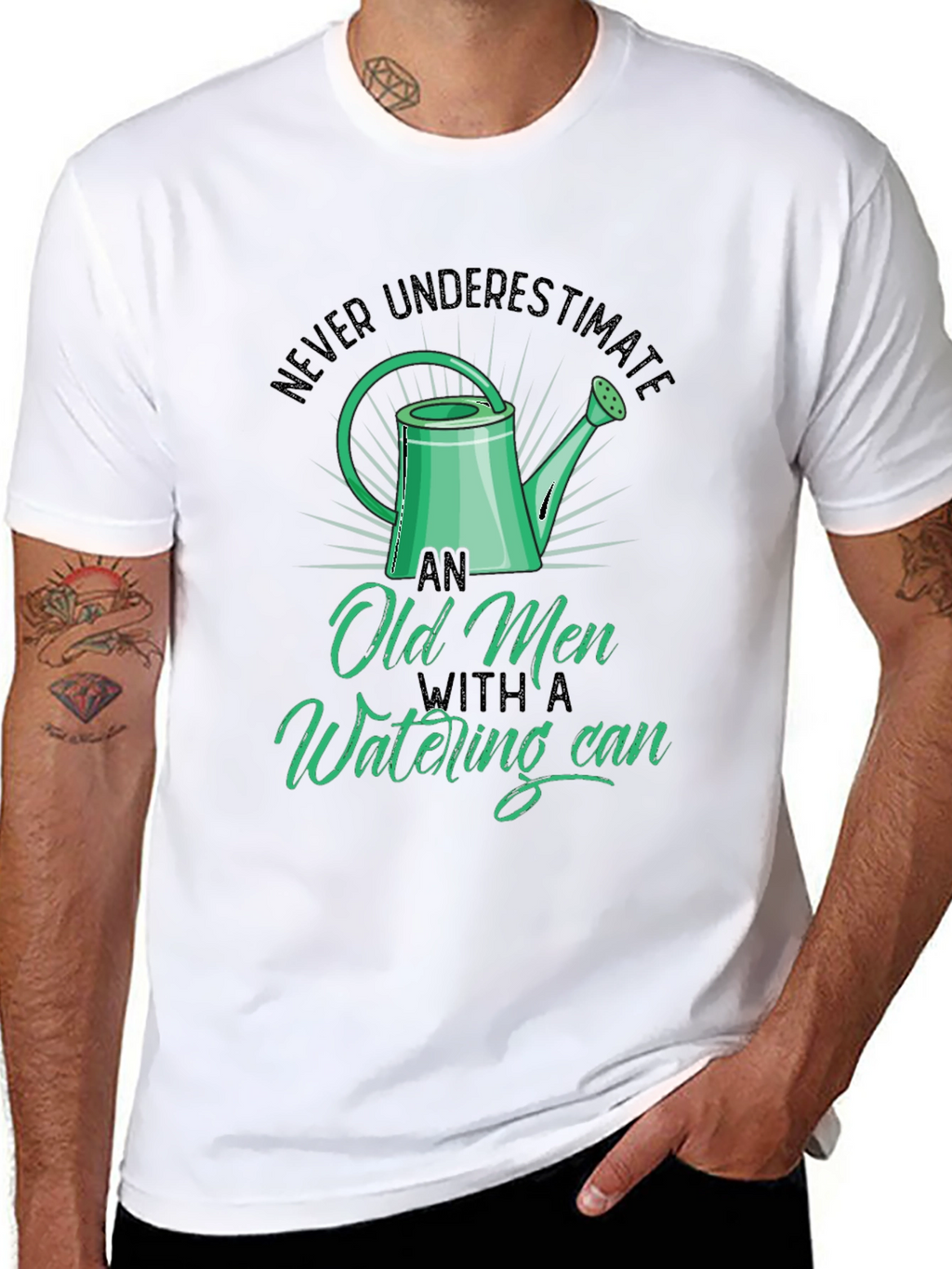 Old Men Watering Can T-Shirt - Funny Gardening Tee
