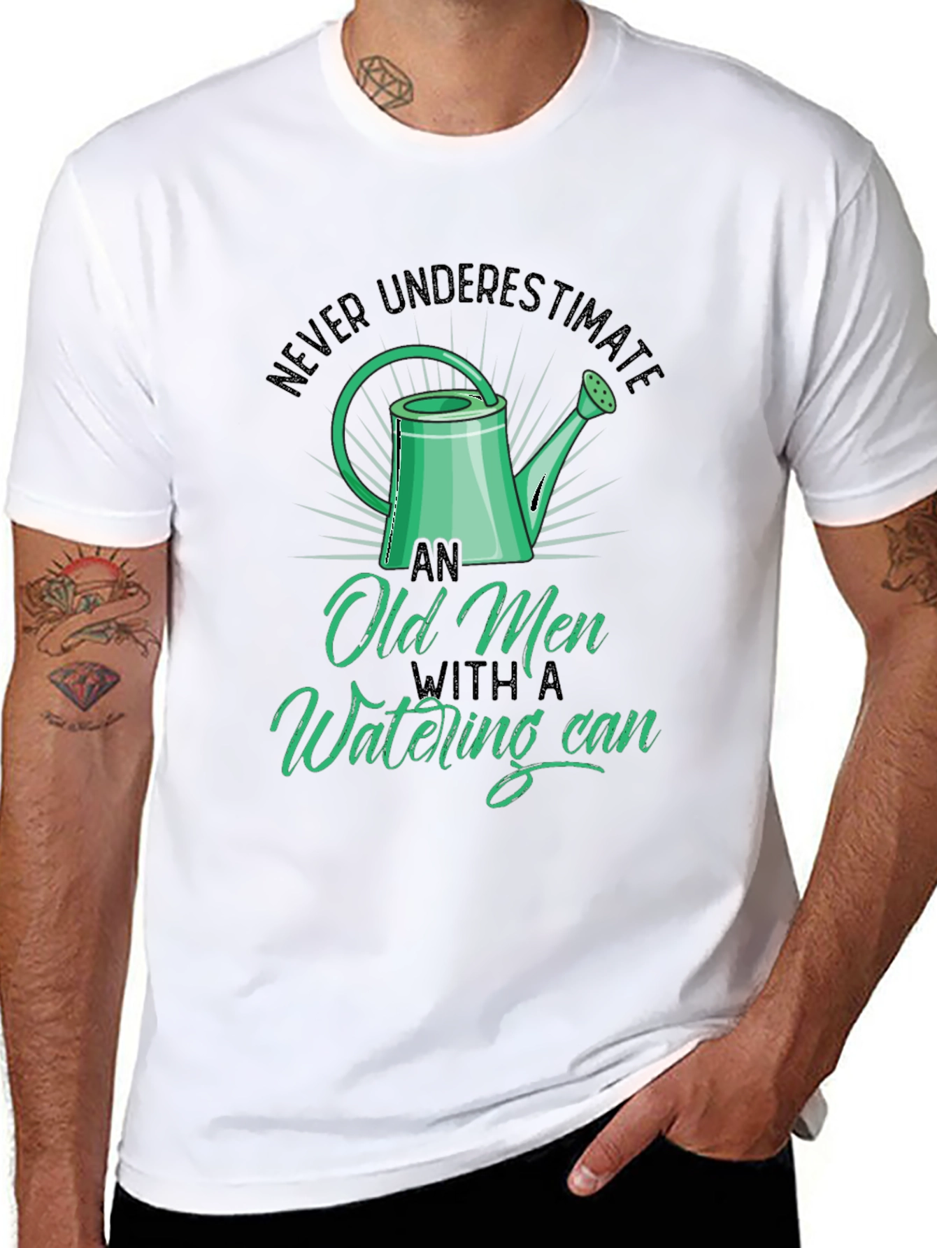 Old Men Watering Can T-Shirt - Funny Gardening Tee