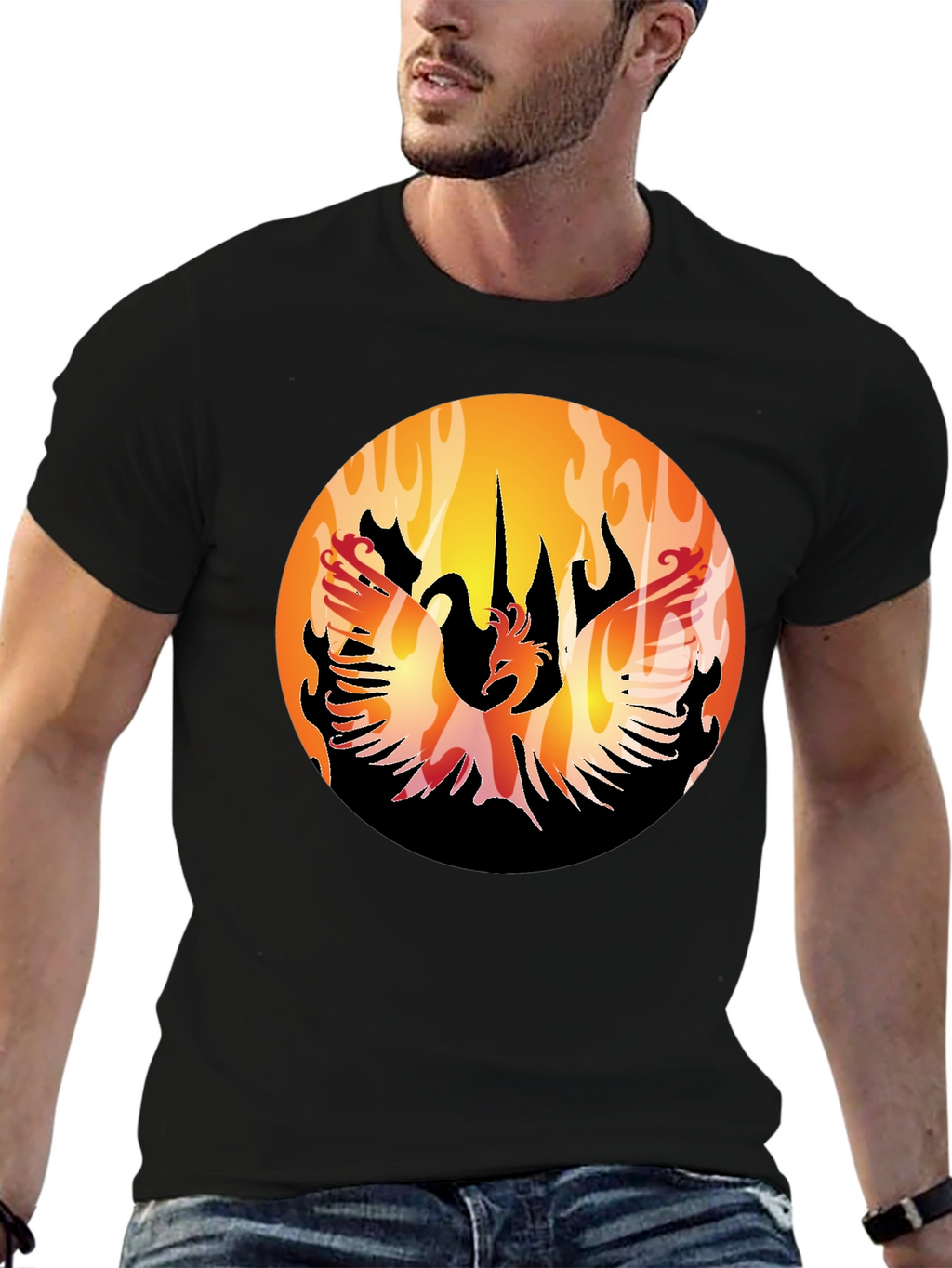 Phoenix Rising Black T-Shirt Graphic Tee