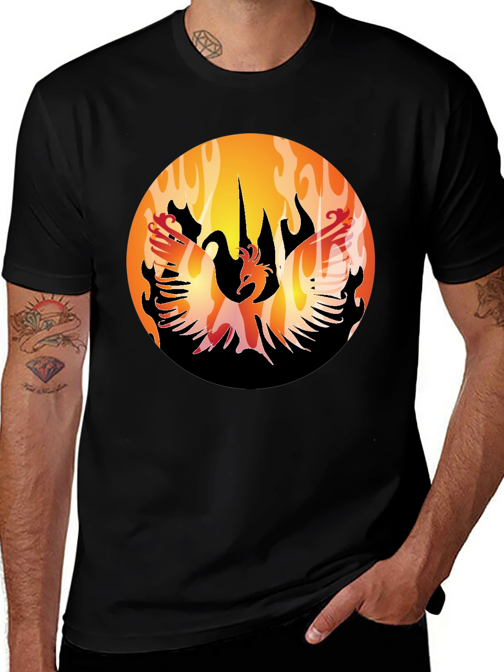 Phoenix Rising Black T-Shirt Graphic Tee