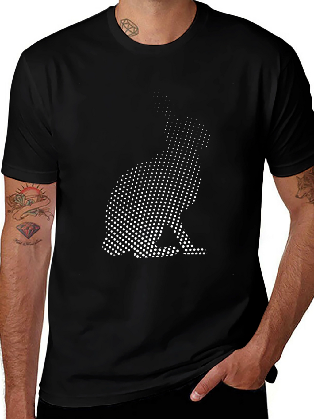Rabbit Dot Art Black T-Shirt