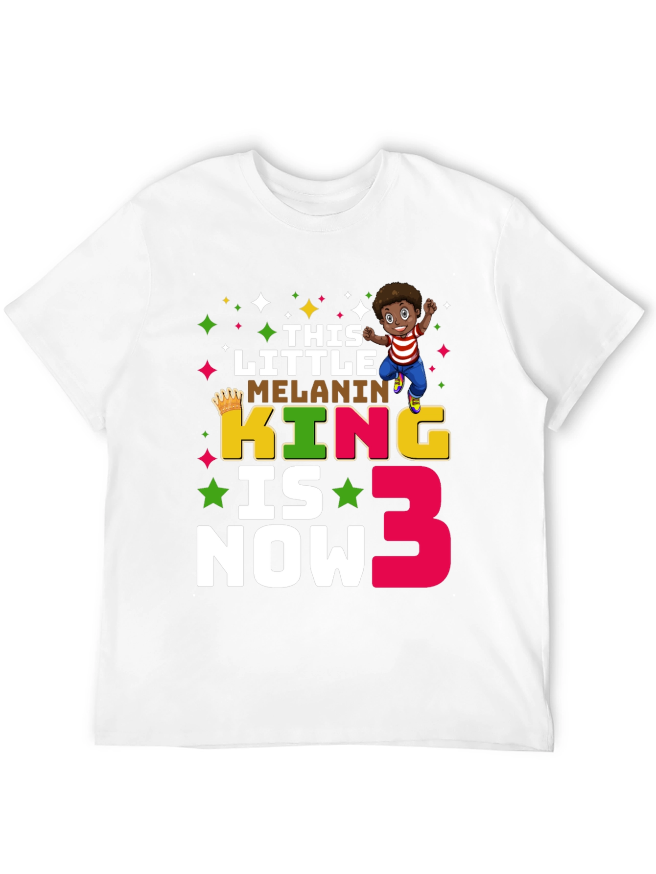 Melanin King Birthday T-Shirt - Boys 3rd Birthday