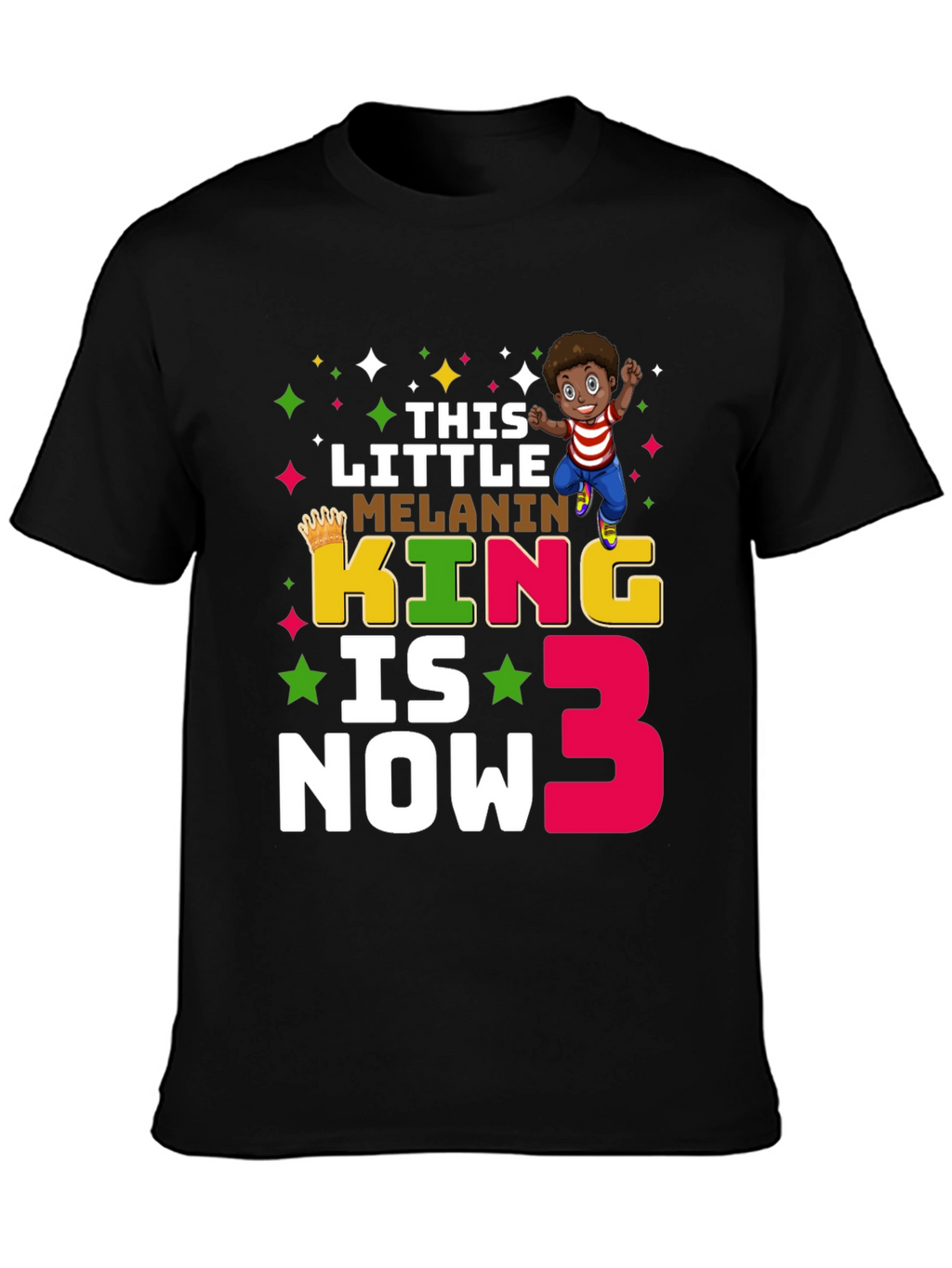 Melanin King Birthday T-Shirt - Boys 3rd Birthday