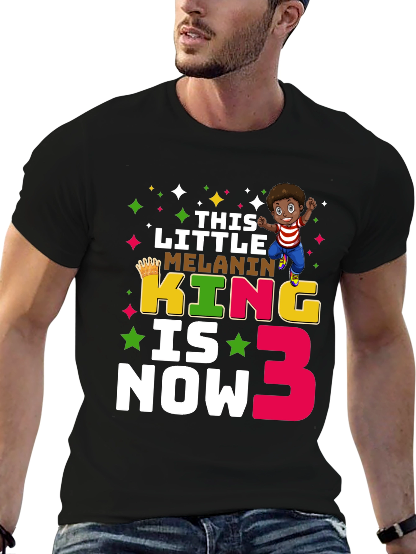 Melanin King Birthday T-Shirt - Boys 3rd Birthday