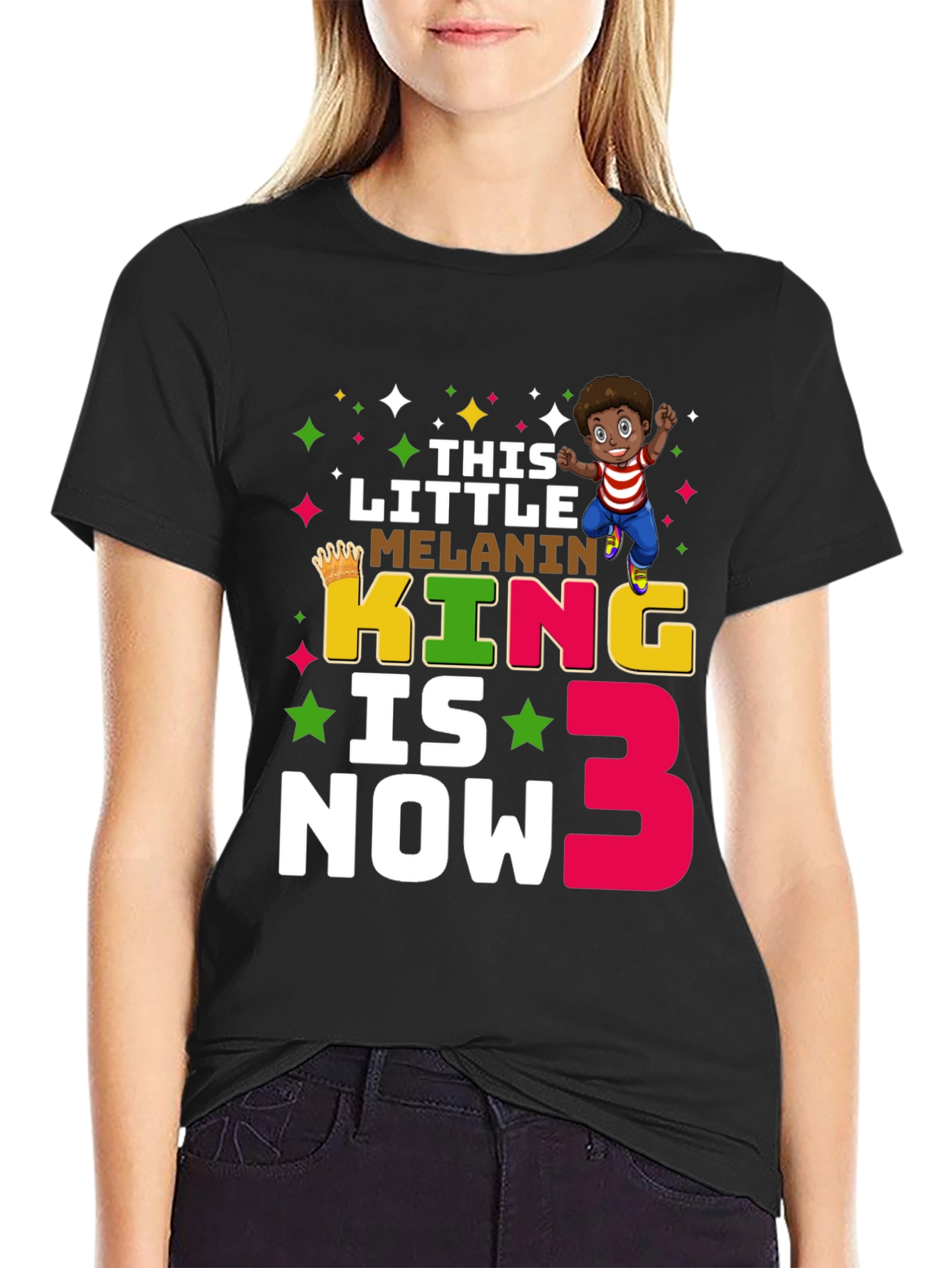 Melanin King Birthday T-Shirt - Boys 3rd Birthday