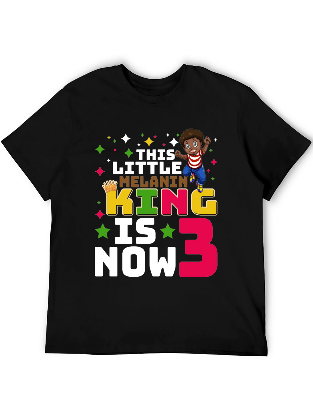 Melanin King Birthday T-Shirt - Boys 3rd Birthday