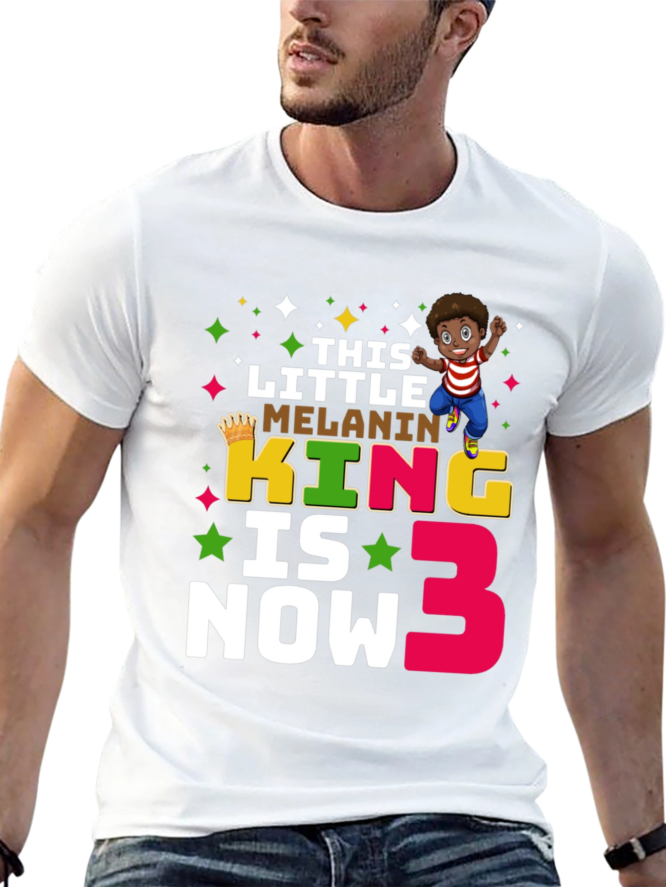 Melanin King Birthday T-Shirt - Boys 3rd Birthday