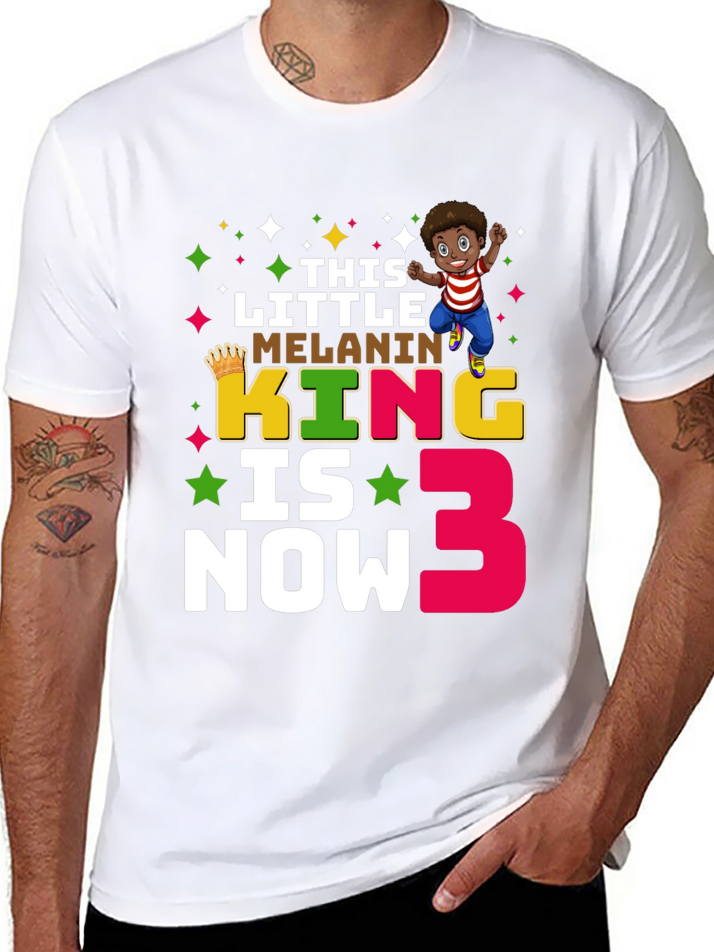 Melanin King Birthday T-Shirt - Boys 3rd Birthday