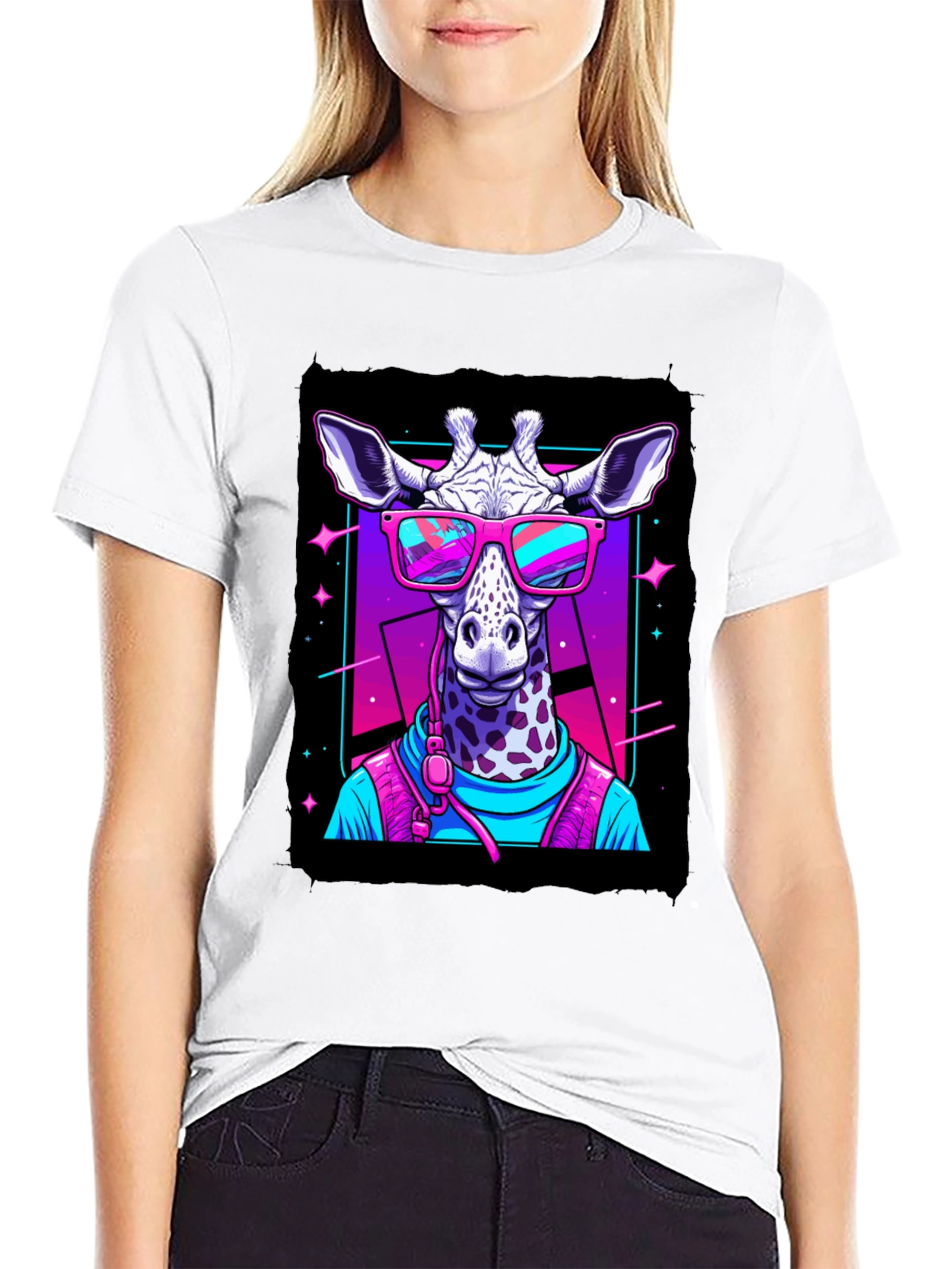 Giraffe in Sunglasses Graphic T-Shirt
