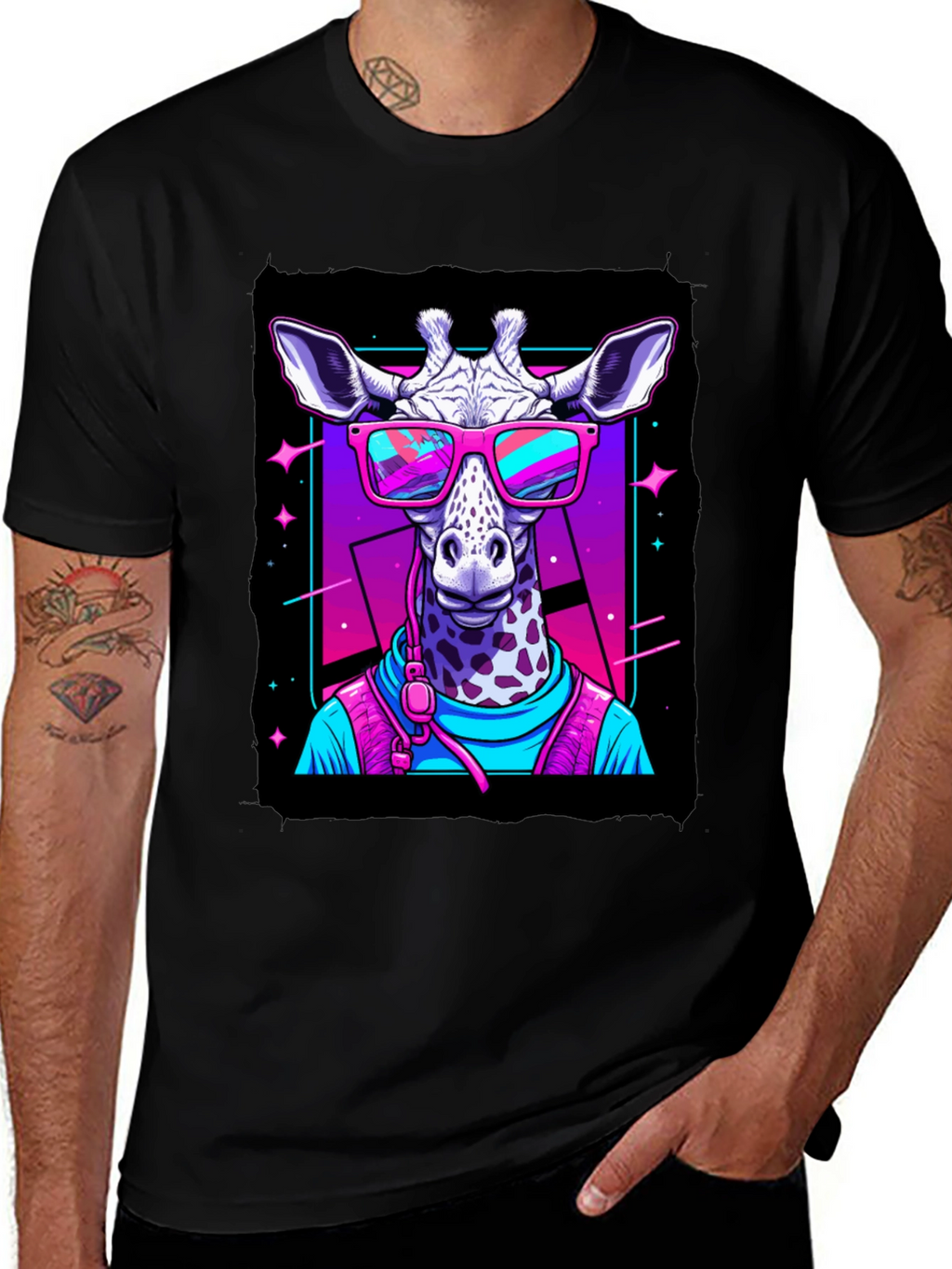 Giraffe in Sunglasses Graphic T-Shirt