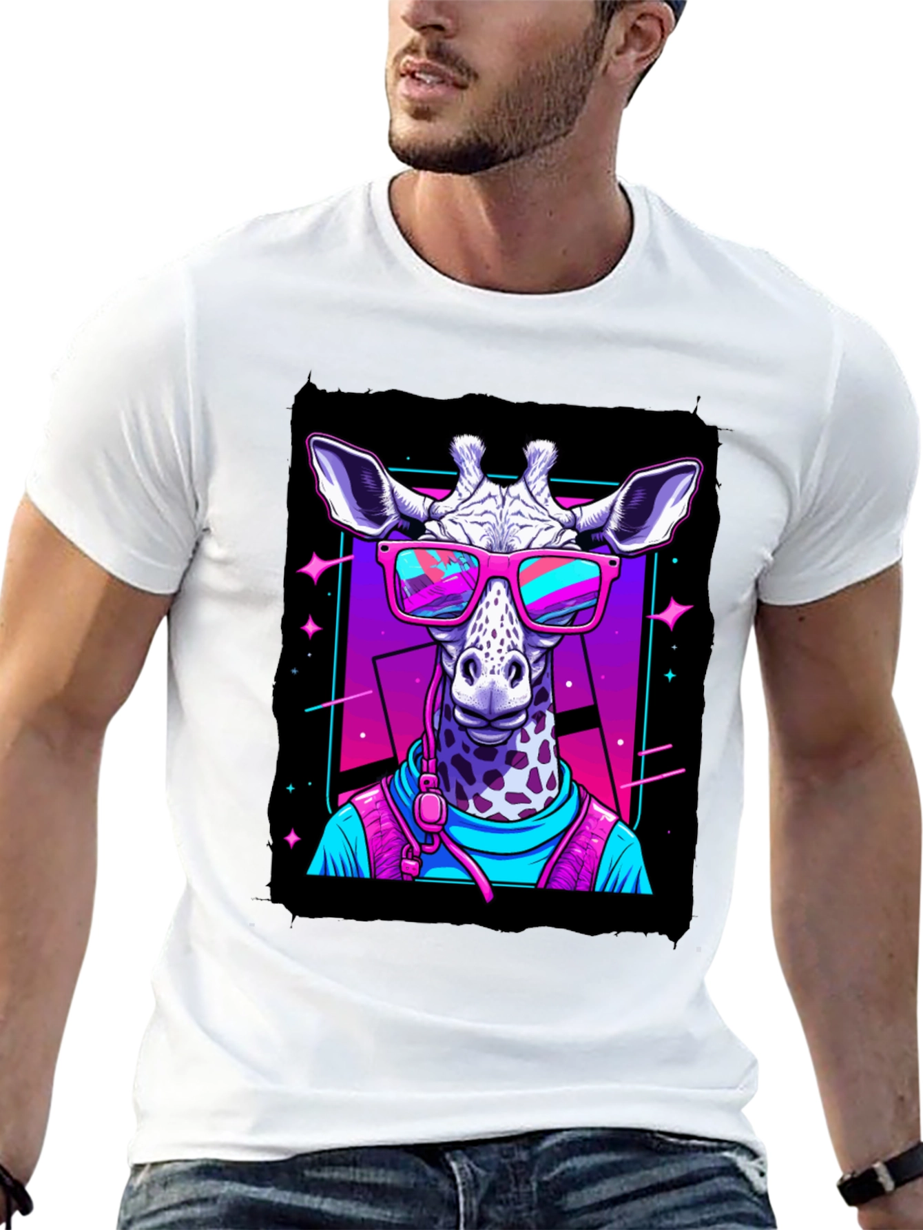 Giraffe in Sunglasses Graphic T-Shirt