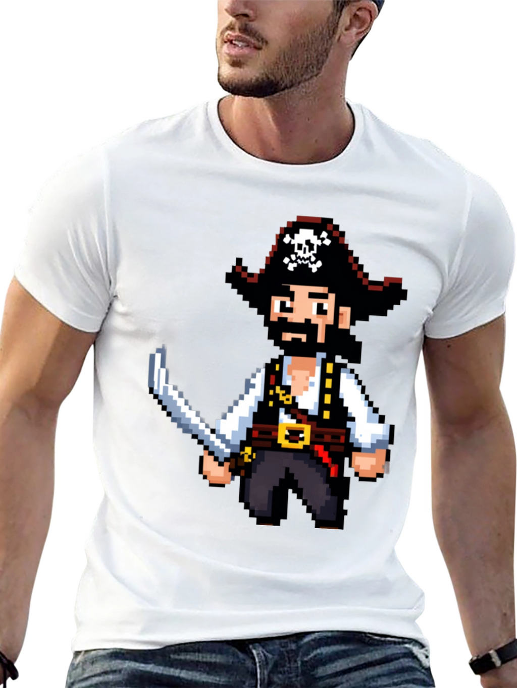 Pixel Pirate Black T-Shirt - Gaming Style
