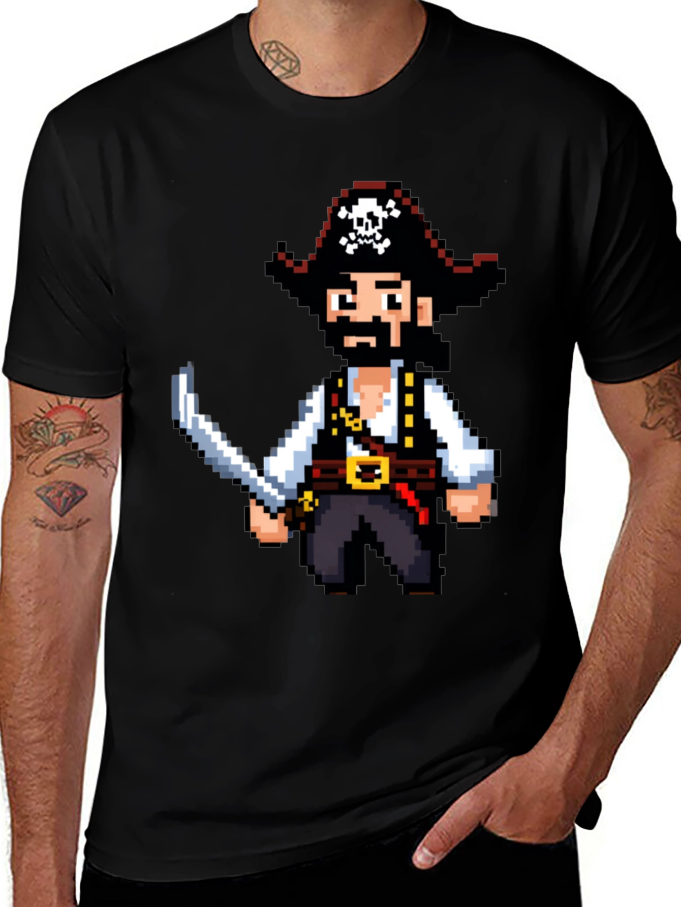 Pixel Pirate Black T-Shirt - Gaming Style