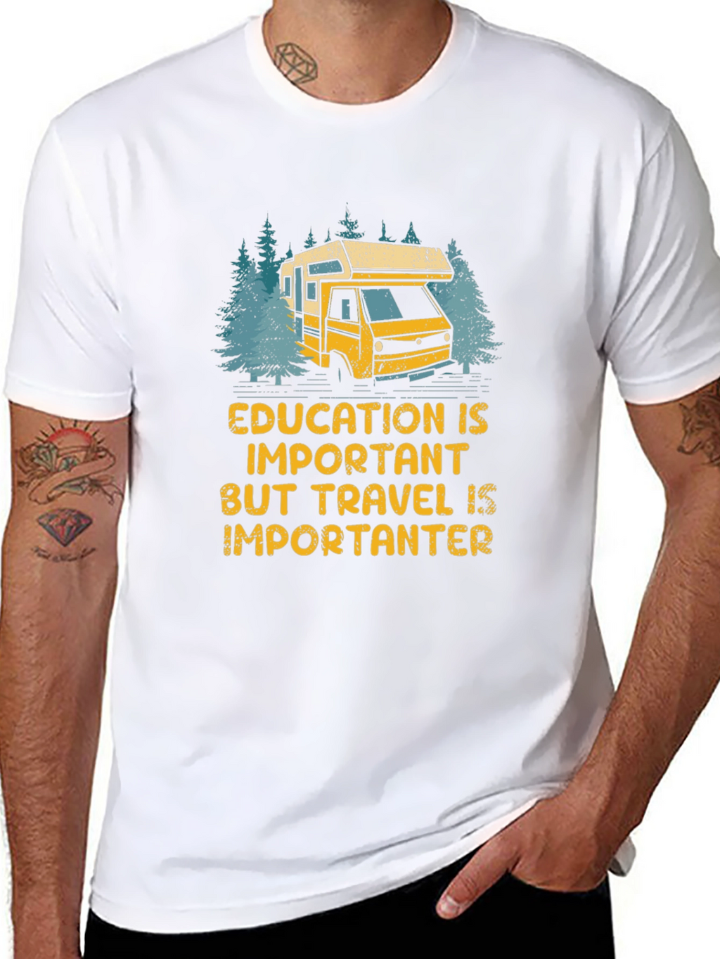 Travel is Importanter T-Shirt - Camper Van Design