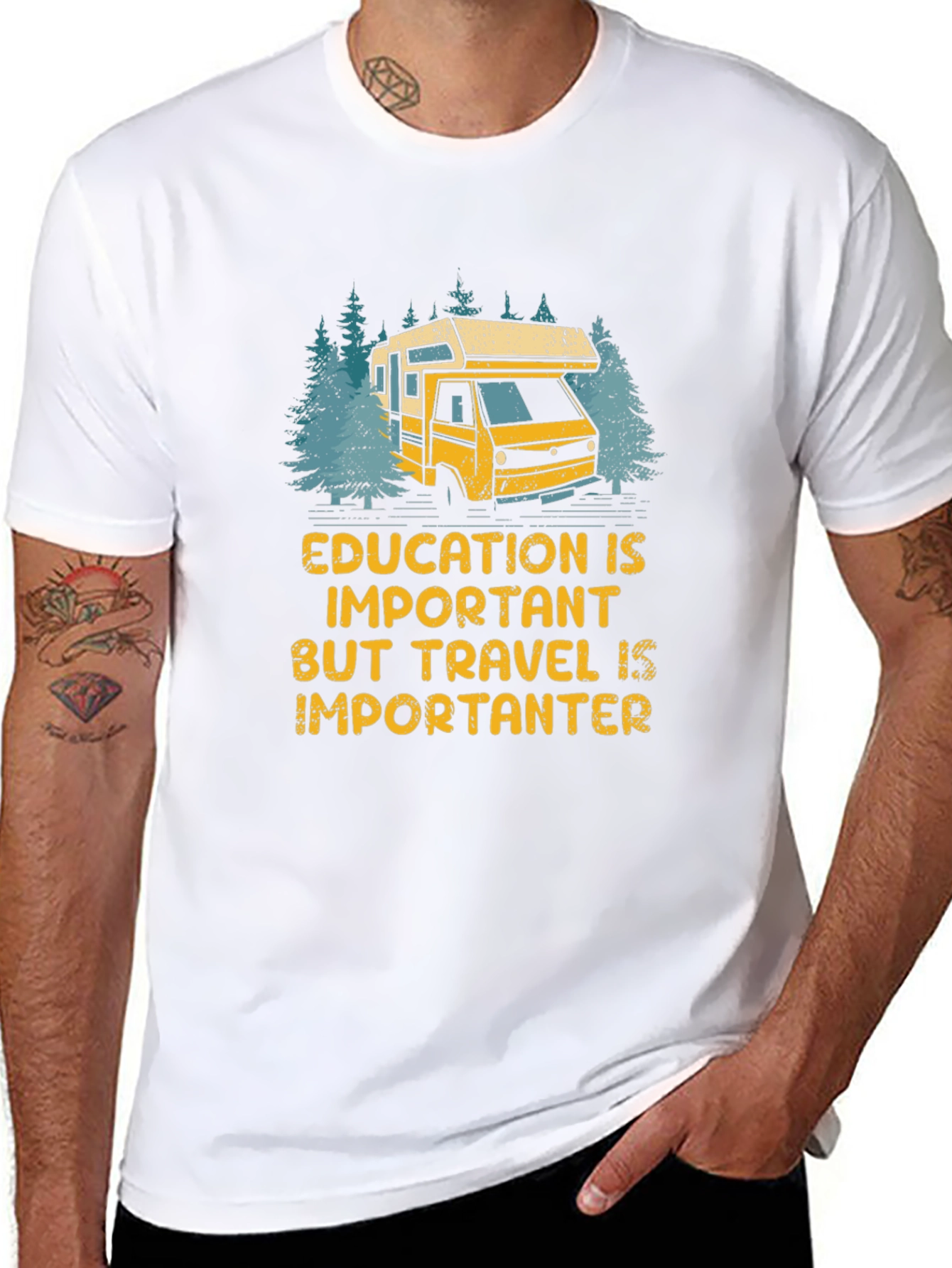 Travel is Importanter T-Shirt - Camper Van Design