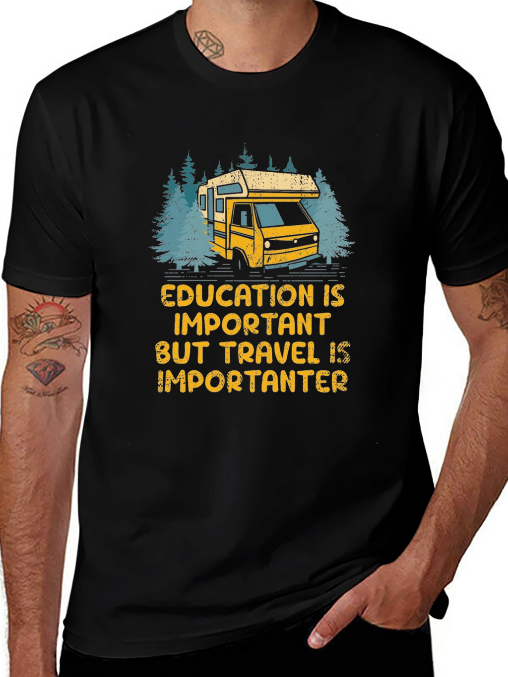 Travel is Importanter T-Shirt - Camper Van Design