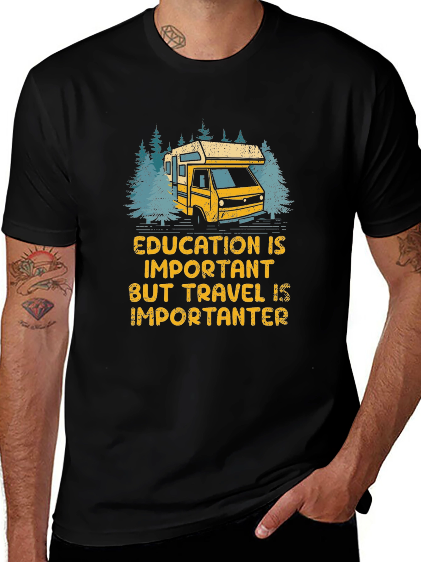 Travel is Importanter T-Shirt - Camper Van Design