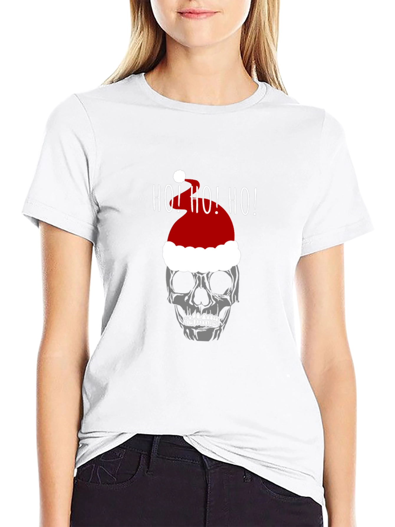 Skull Santa Hat Ho! Ho! Ho! T-Shirt
