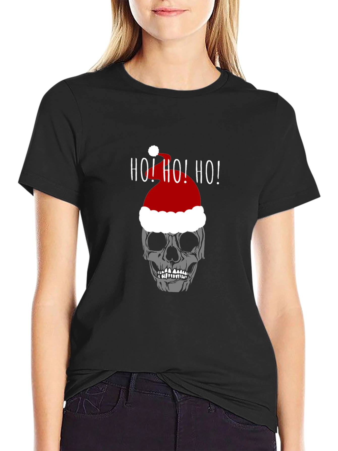 Skull Santa Hat Ho! Ho! Ho! T-Shirt