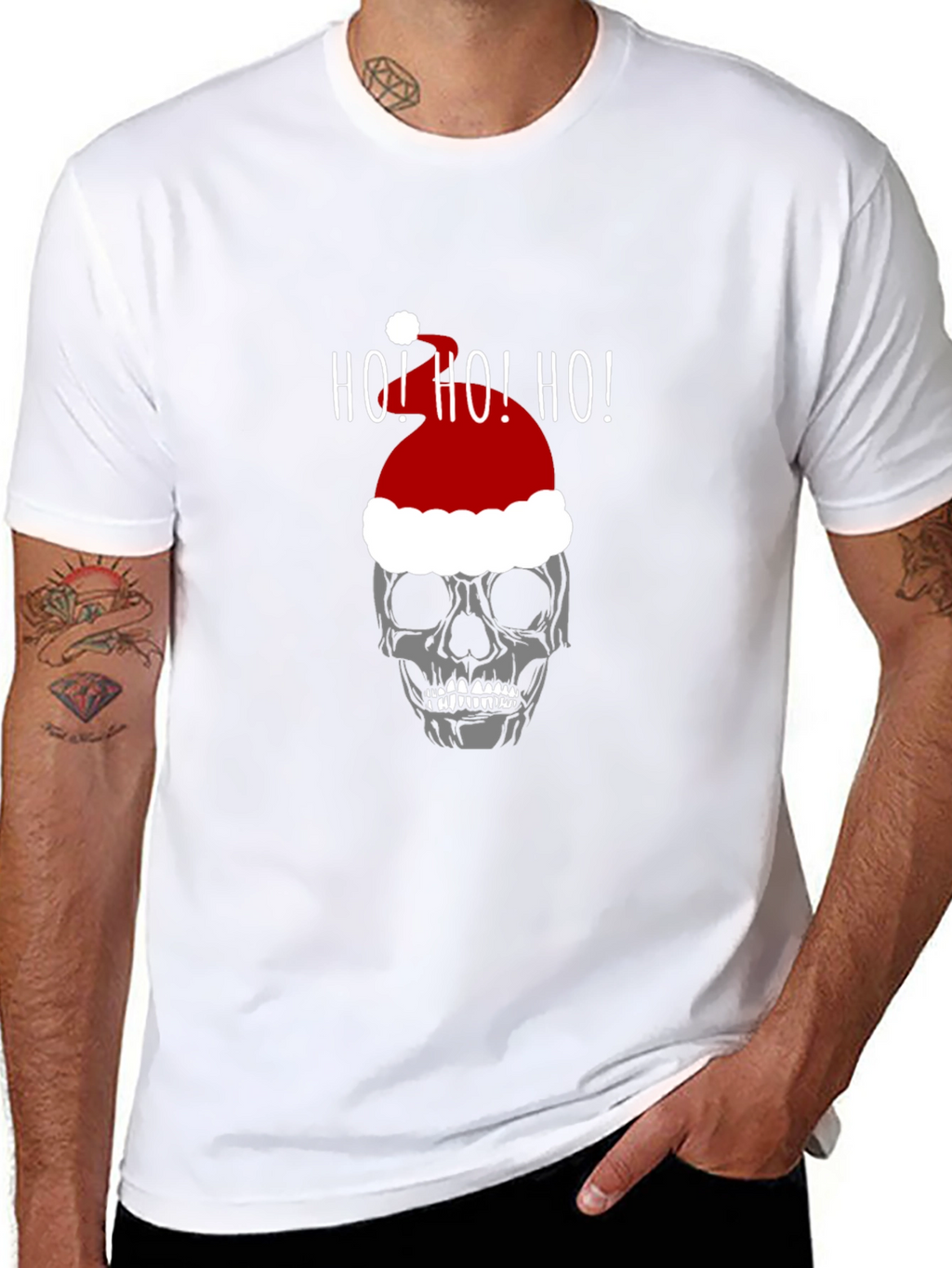 Skull Santa Hat Ho! Ho! Ho! T-Shirt
