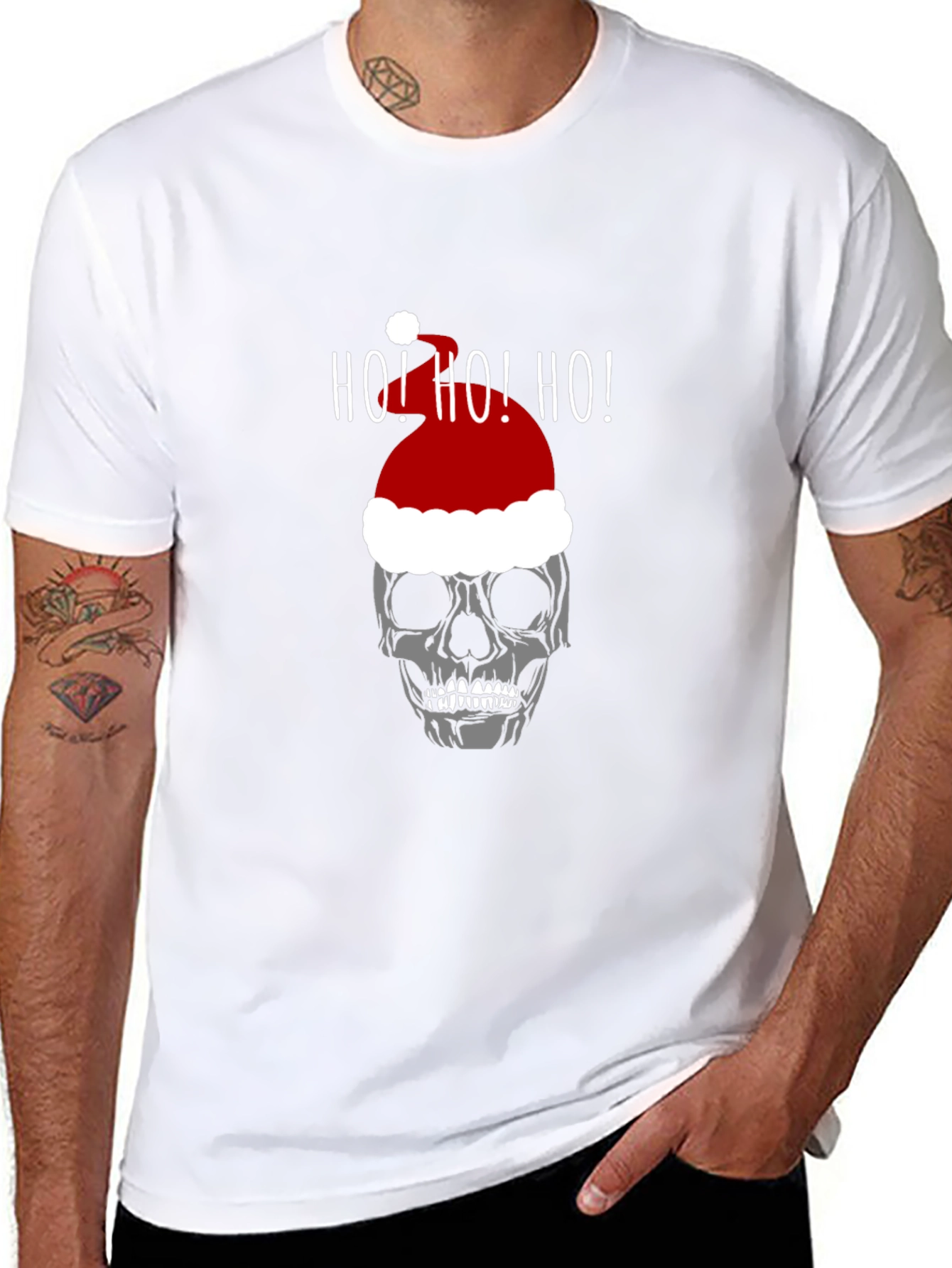 Skull Santa Hat Ho! Ho! Ho! T-Shirt