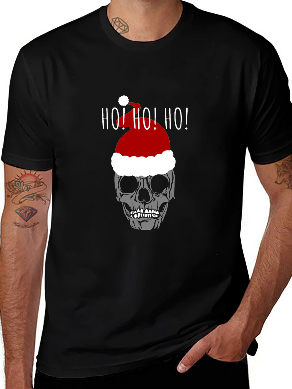 Skull Santa Hat Ho! Ho! Ho! T-Shirt