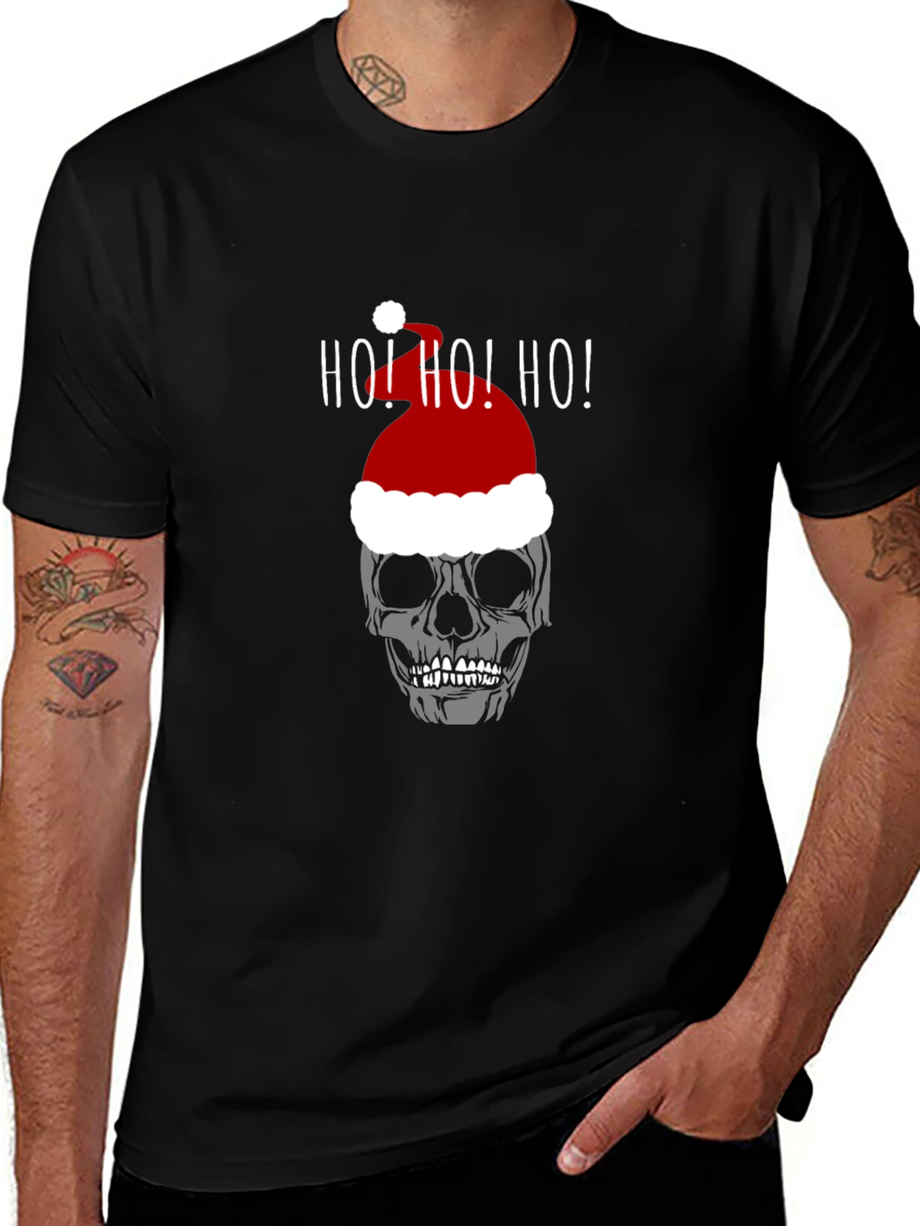 Skull Santa Hat Ho! Ho! Ho! T-Shirt