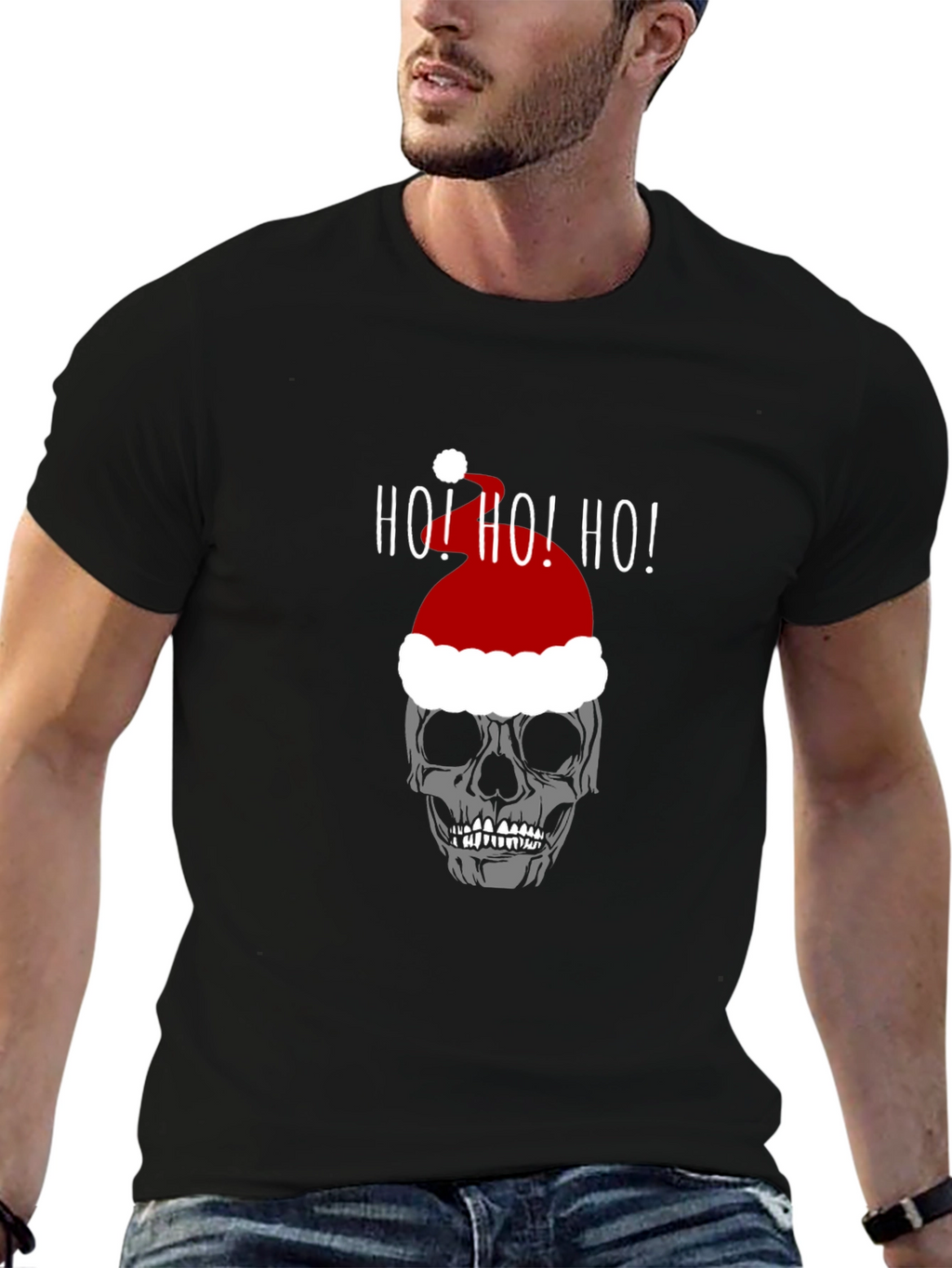 Skull Santa Hat Ho! Ho! Ho! T-Shirt
