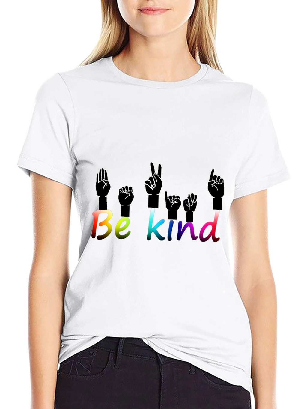 Be Kind T-Shirt ASL Hand Sign Language Rainbow