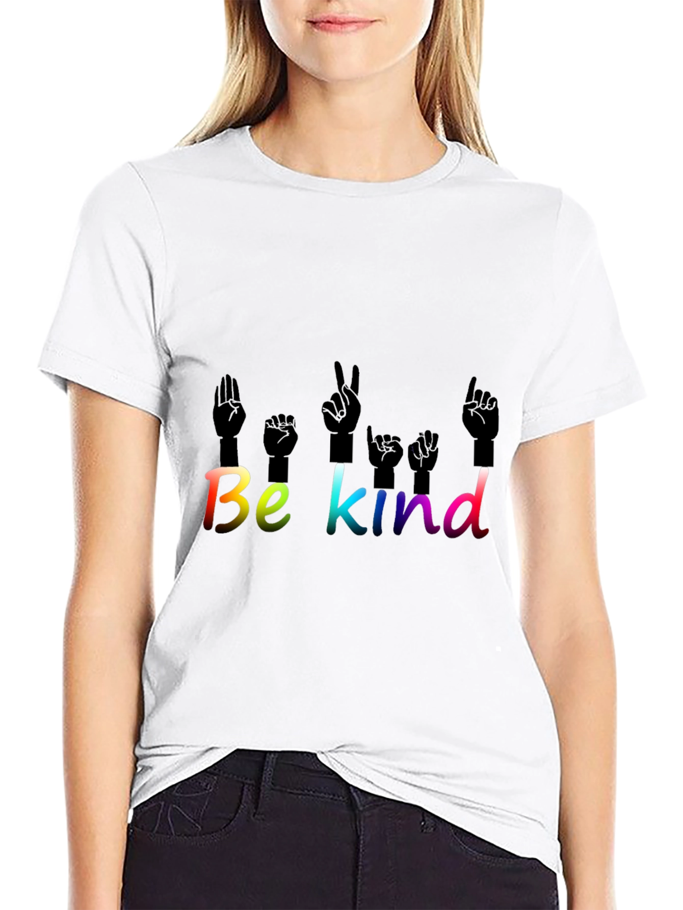 Be Kind T-Shirt ASL Hand Sign Language Rainbow