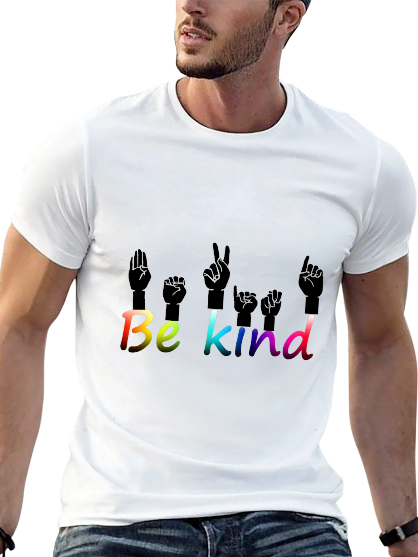 Be Kind T-Shirt ASL Hand Sign Language Rainbow