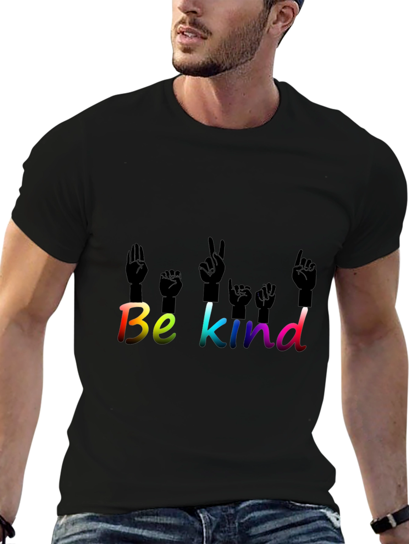 Be Kind T-Shirt ASL Hand Sign Language Rainbow