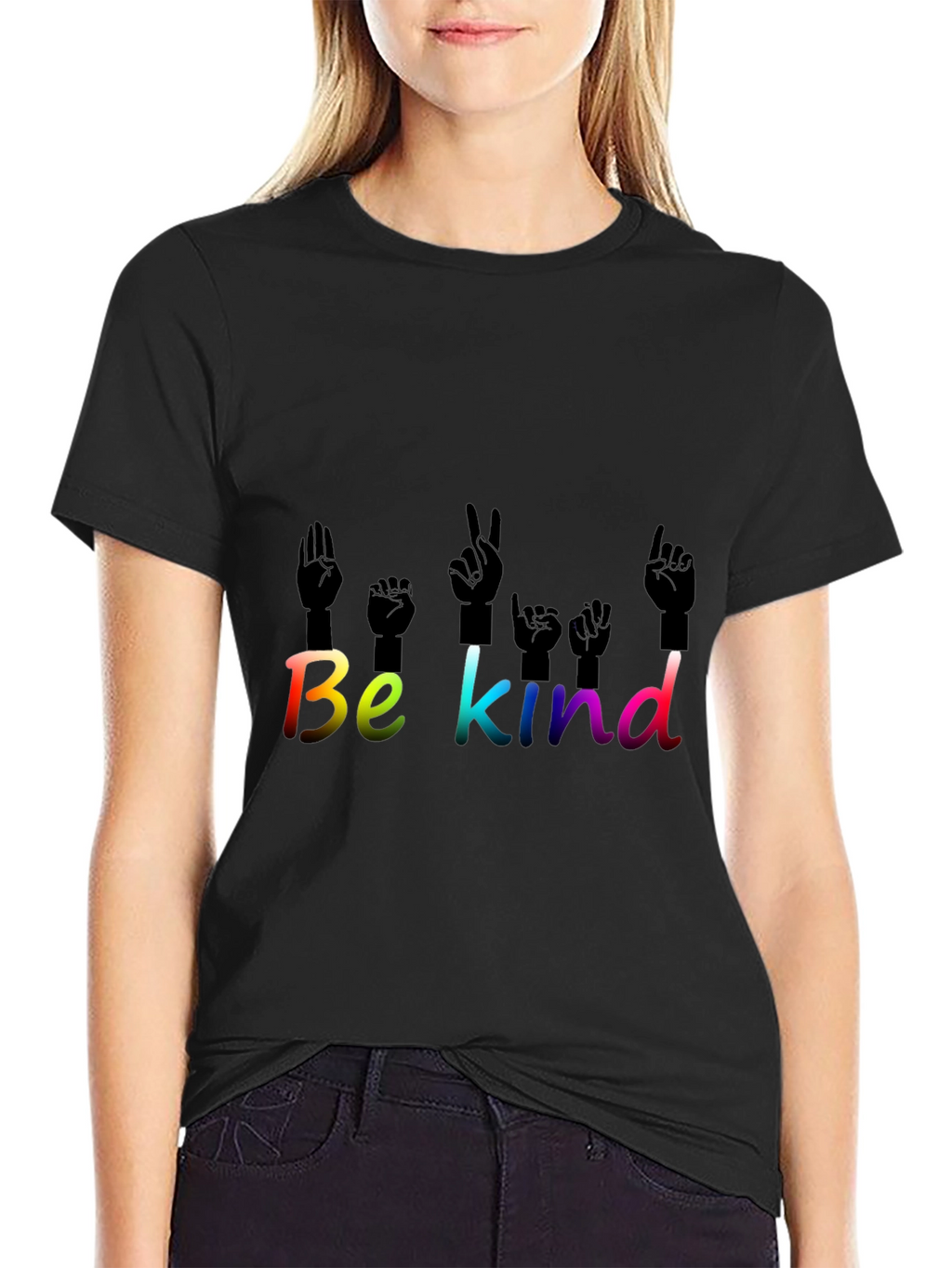 Be Kind T-Shirt ASL Hand Sign Language Rainbow