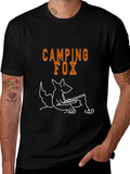 Camping Fox Graphic Tee - Black Cotton T-Shirt
