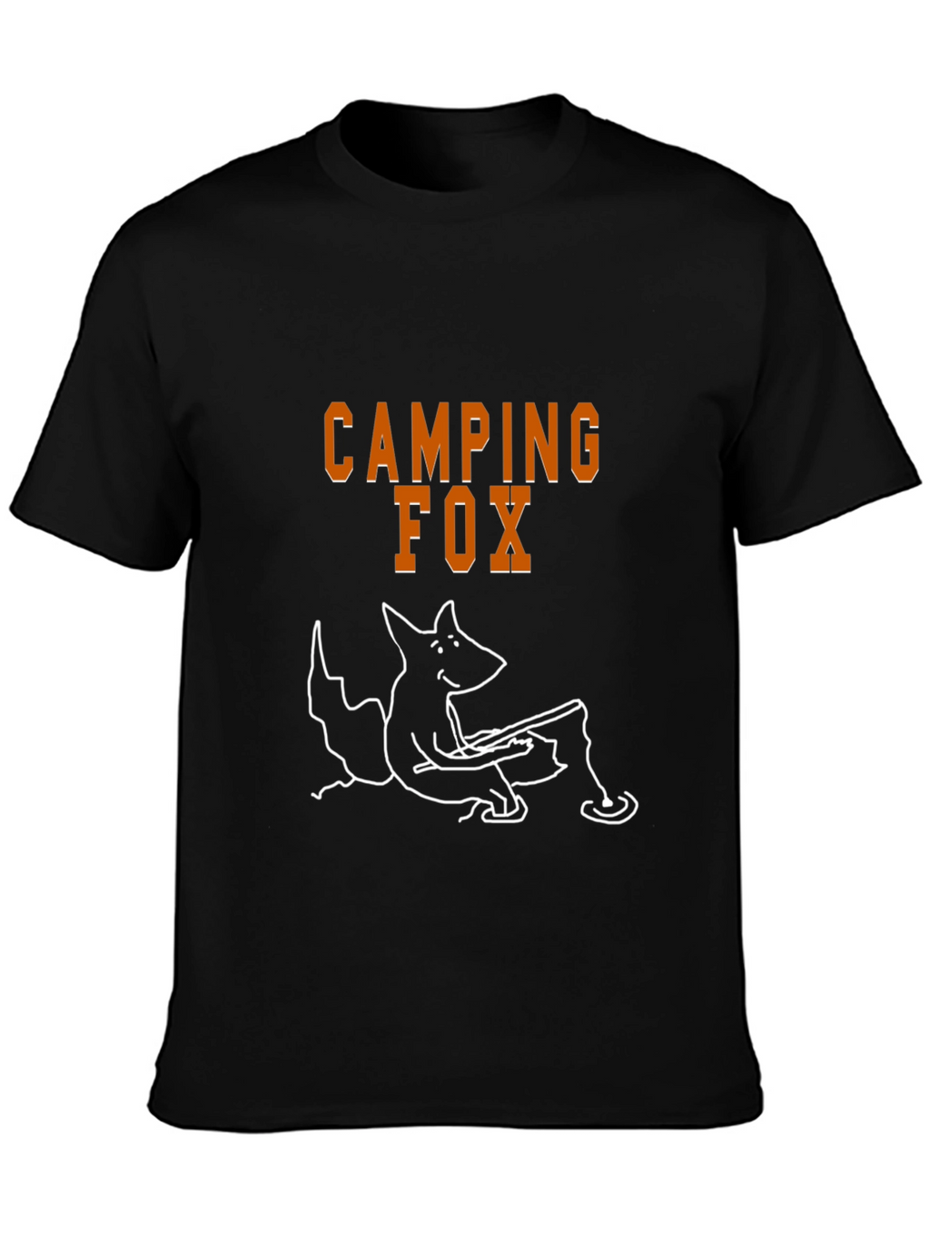 Camping Fox Graphic Tee - Black Cotton T-Shirt