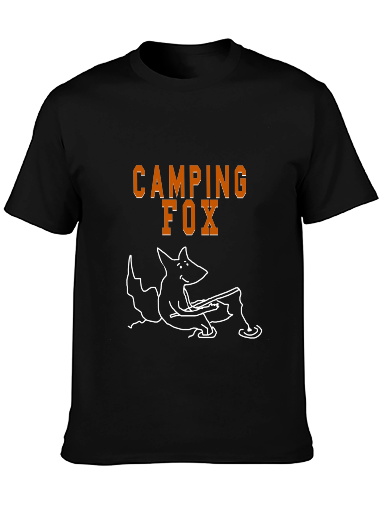 Camping Fox Graphic Tee - Black Cotton T-Shirt