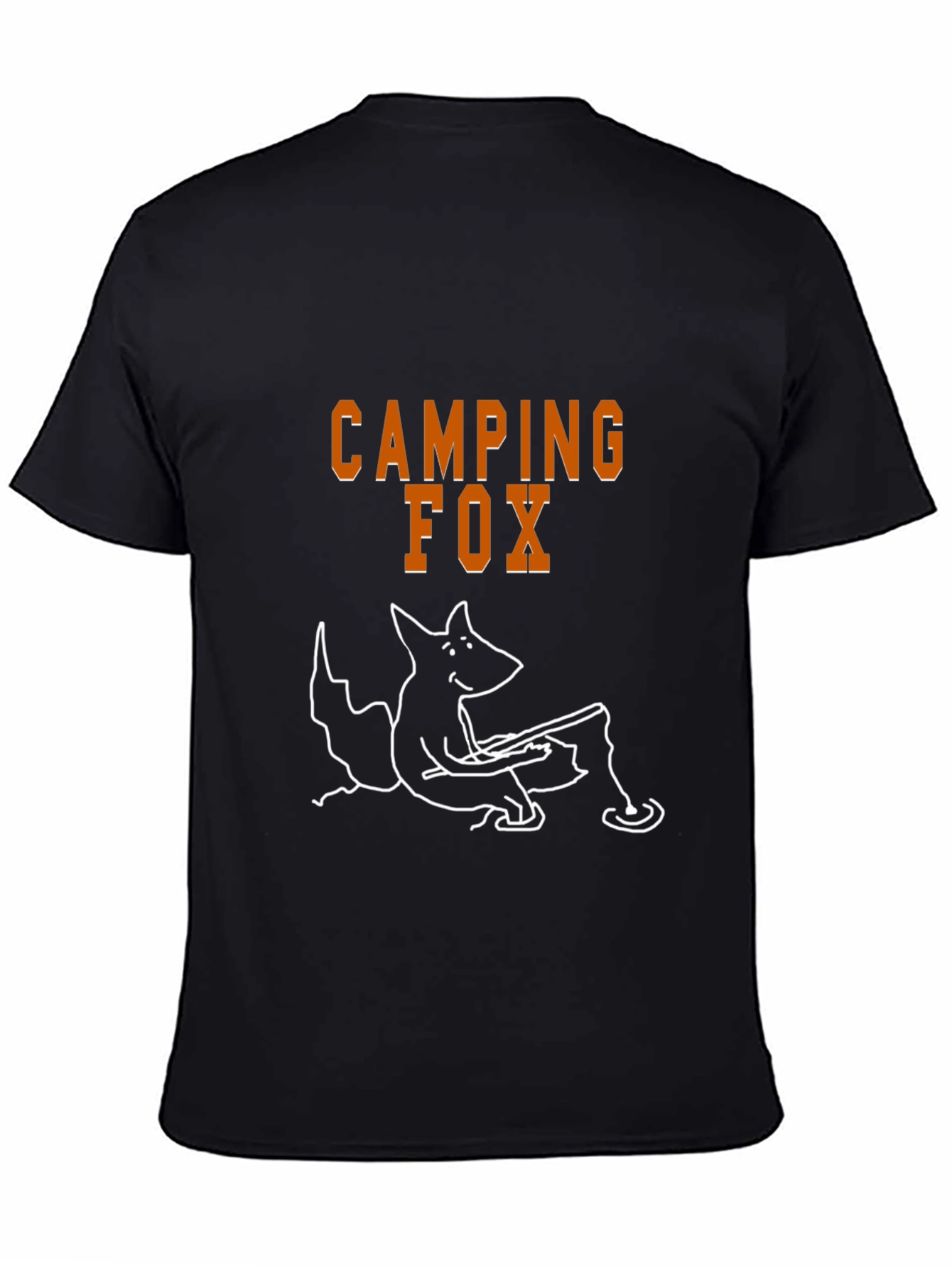 Camping Fox Graphic Tee - Black Cotton T-Shirt