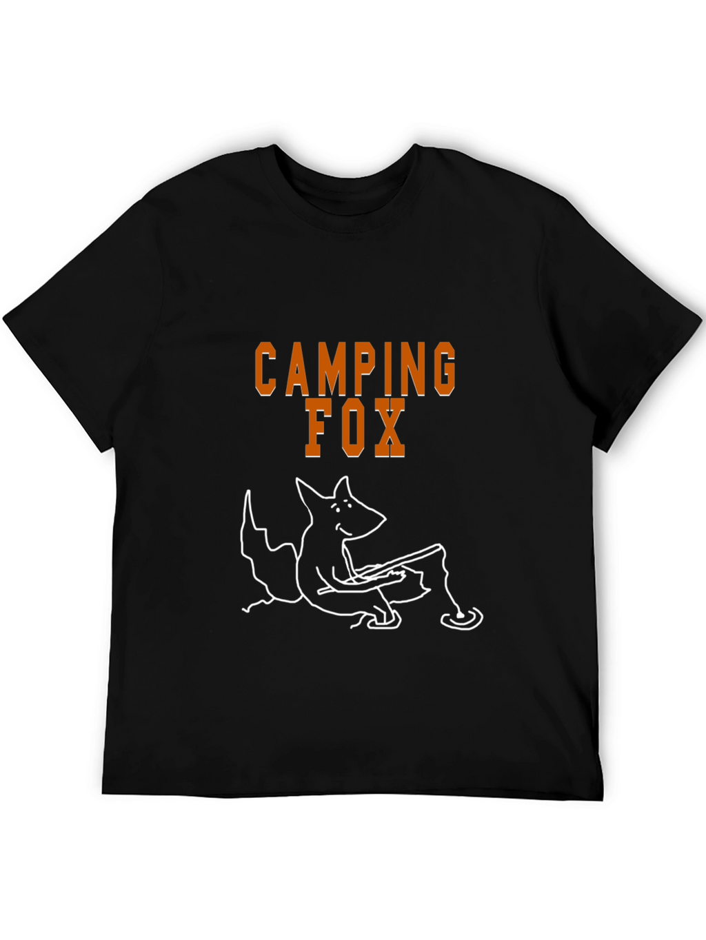 Camping Fox Graphic Tee - Black Cotton T-Shirt