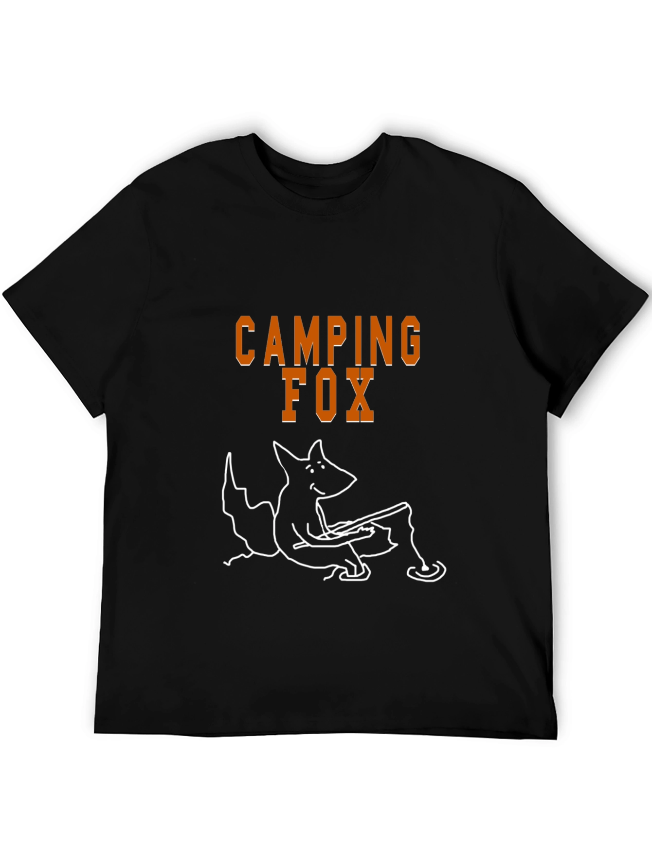 Camping Fox Graphic Tee - Black Cotton T-Shirt