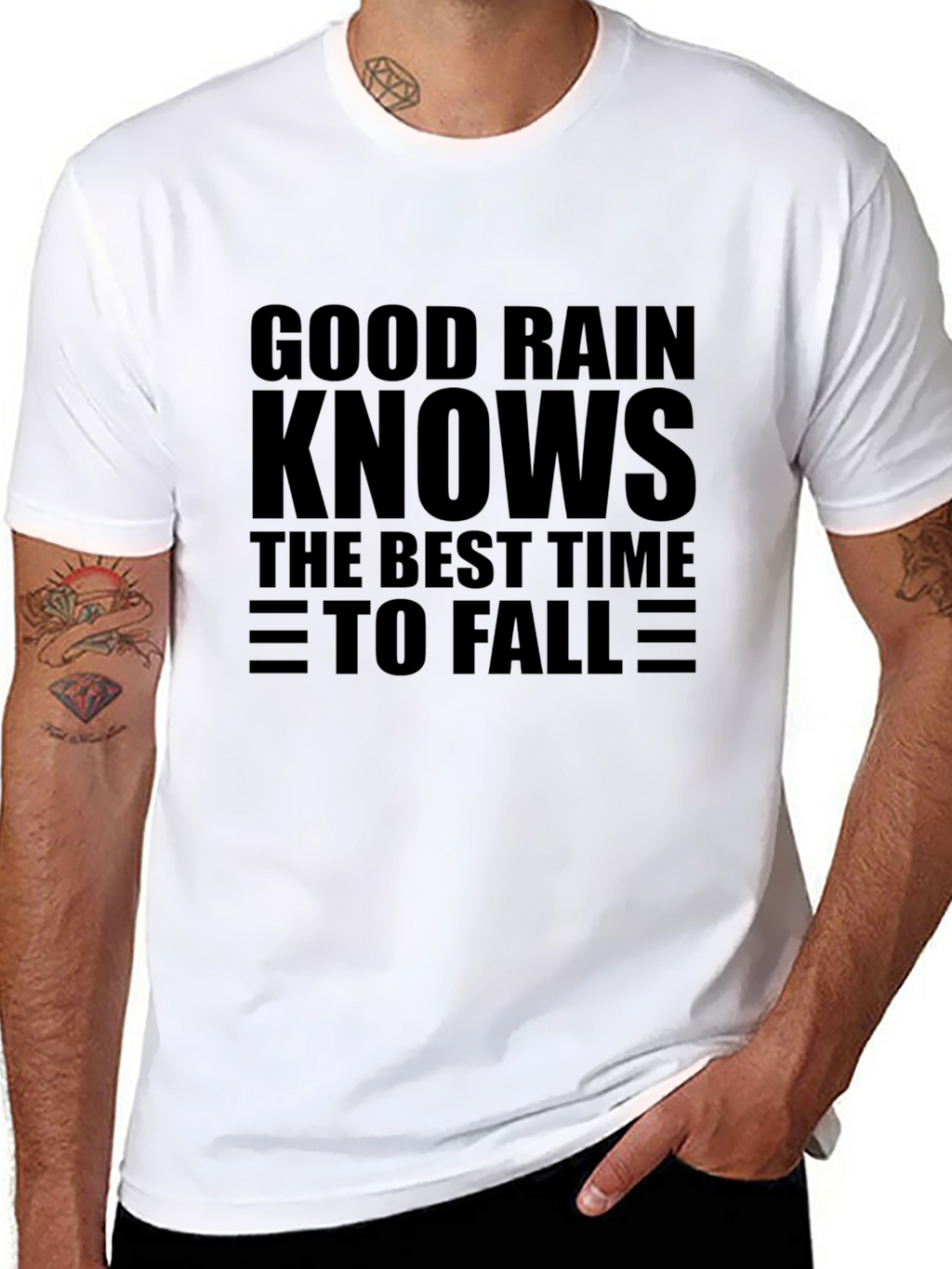 Good Rain Knows T-Shirt - Black Crew Neck